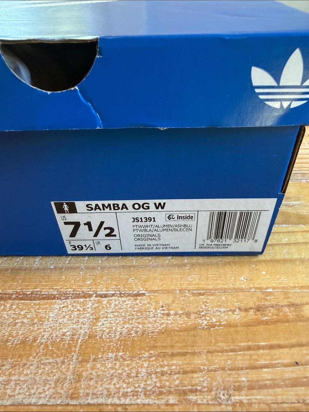 adidas Samba Sneakers in White, Blue-ish Gray & Gum - Picture 10 of 10
